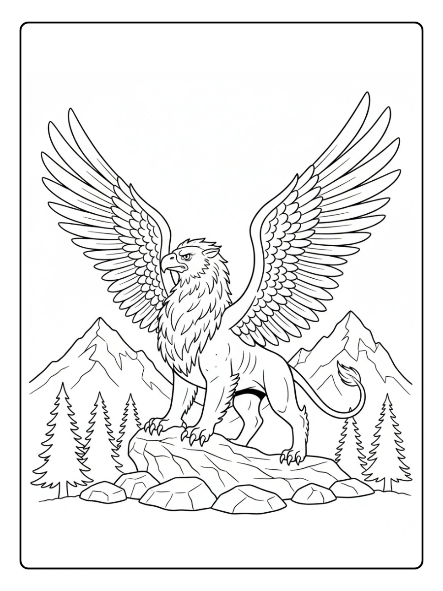 Fantasy Coloring Pages – Mythical Griffin