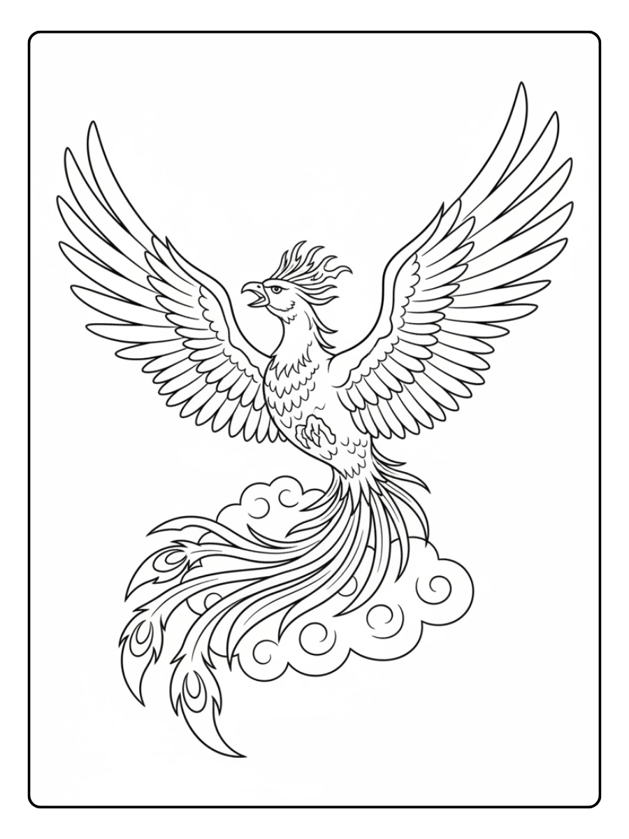 Fantasy Coloring Pages – Mythical Phoenix