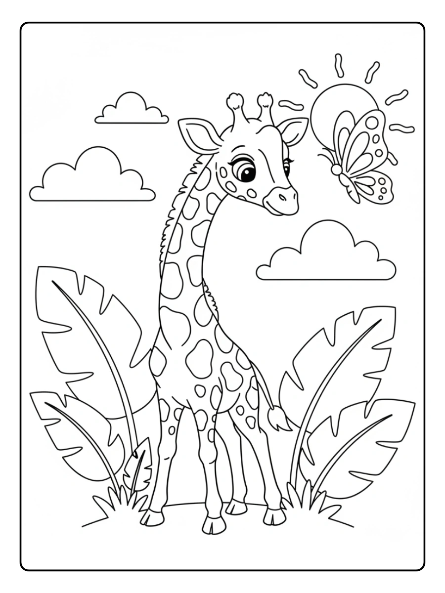 Giraffe Coloring Pages – Curious Giraffe Pose