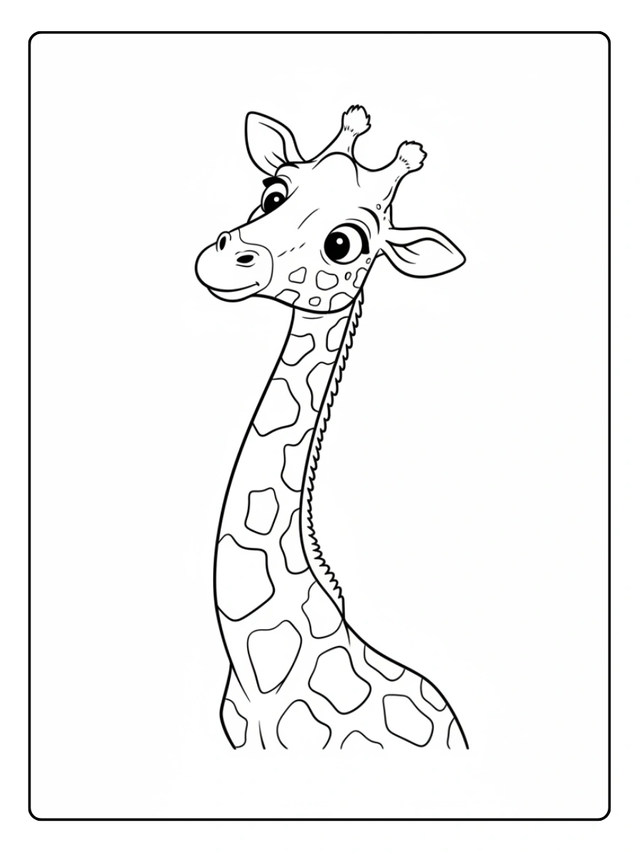 Giraffe Coloring Pages – Giraffe Looking Curious