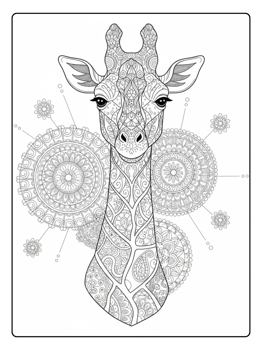 Giraffe Coloring Pages – Giraffe Mandala Style