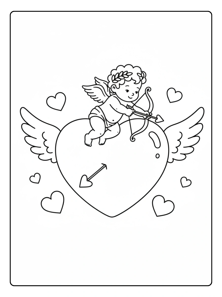 Hearts Coloring Pages – Cupid Heart