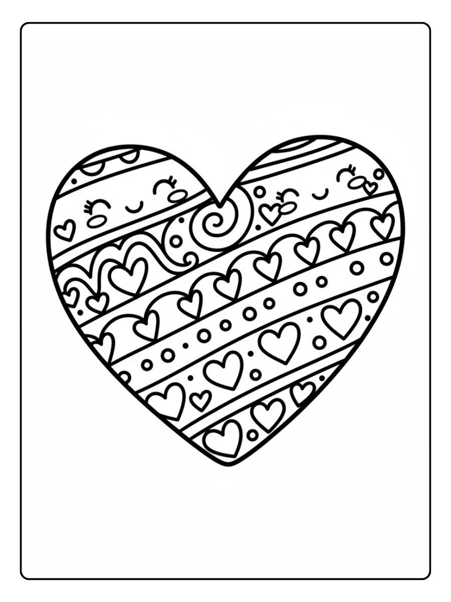 Hearts Coloring Pages – Cute Valentine Heart