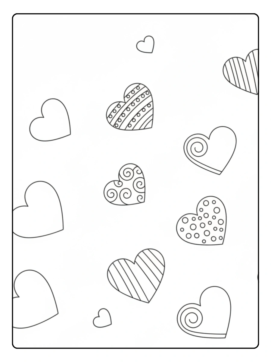 Hearts Coloring Pages – Floating Hearts