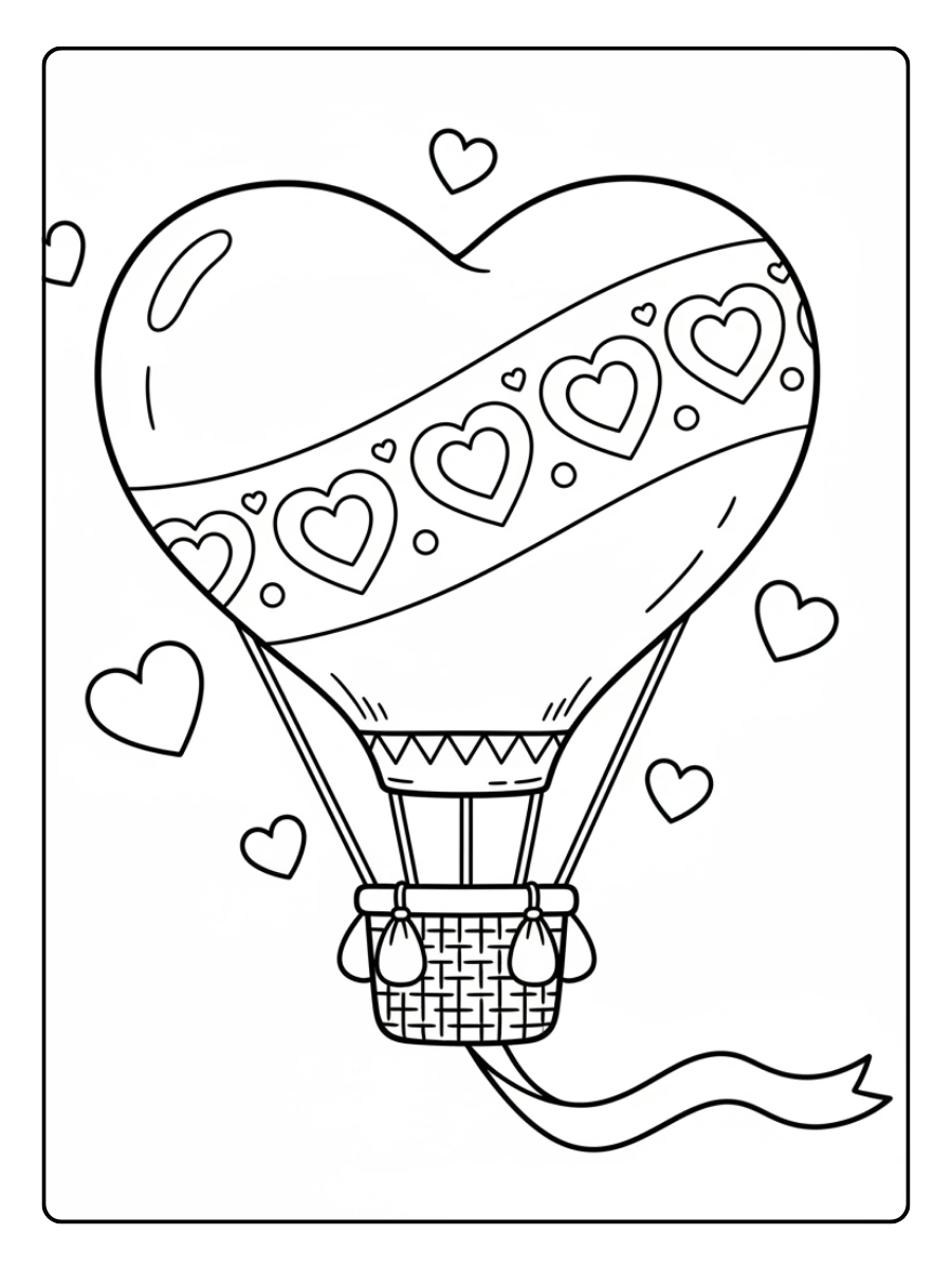 Hearts Coloring Pages – Heart Balloon