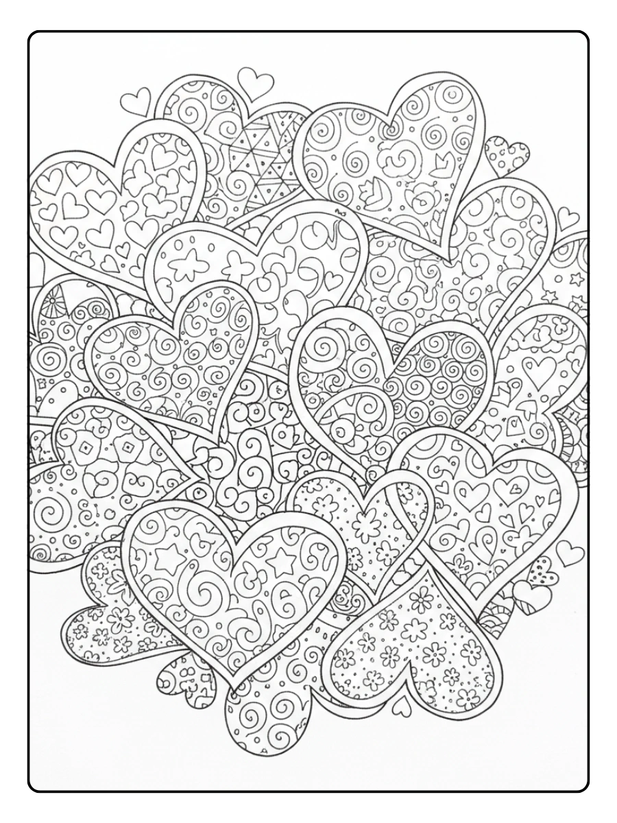 Hearts Coloring Pages – Heart Doodle
