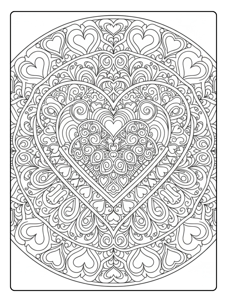 Hearts Coloring Pages – Heart Mandala