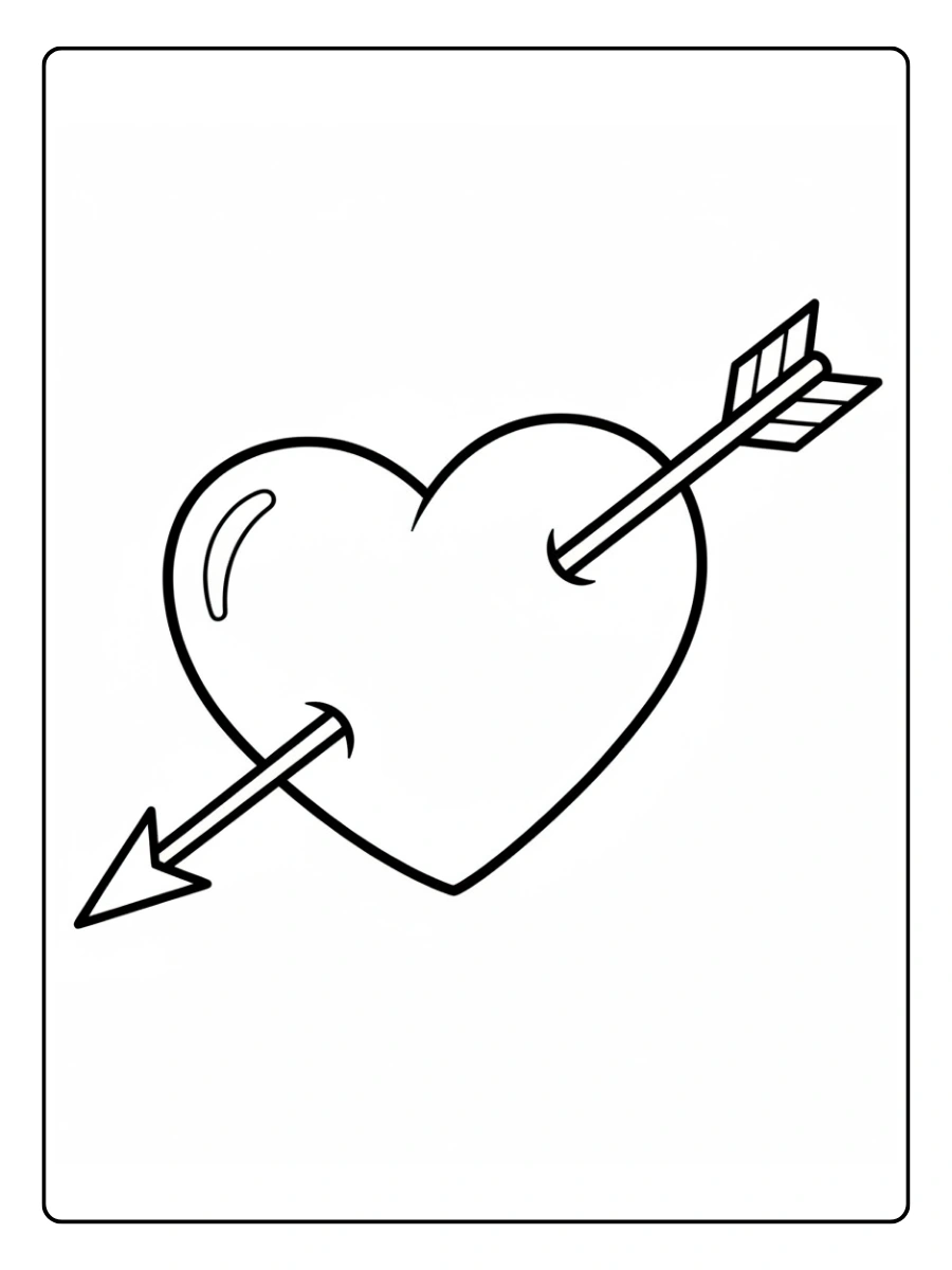 Hearts Coloring Pages – Heart with Arrow