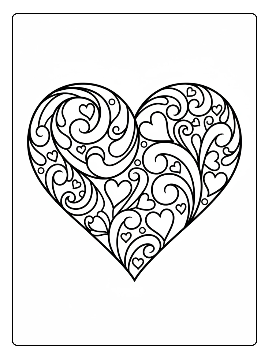 Hearts Coloring Pages – Valentine Heart Design