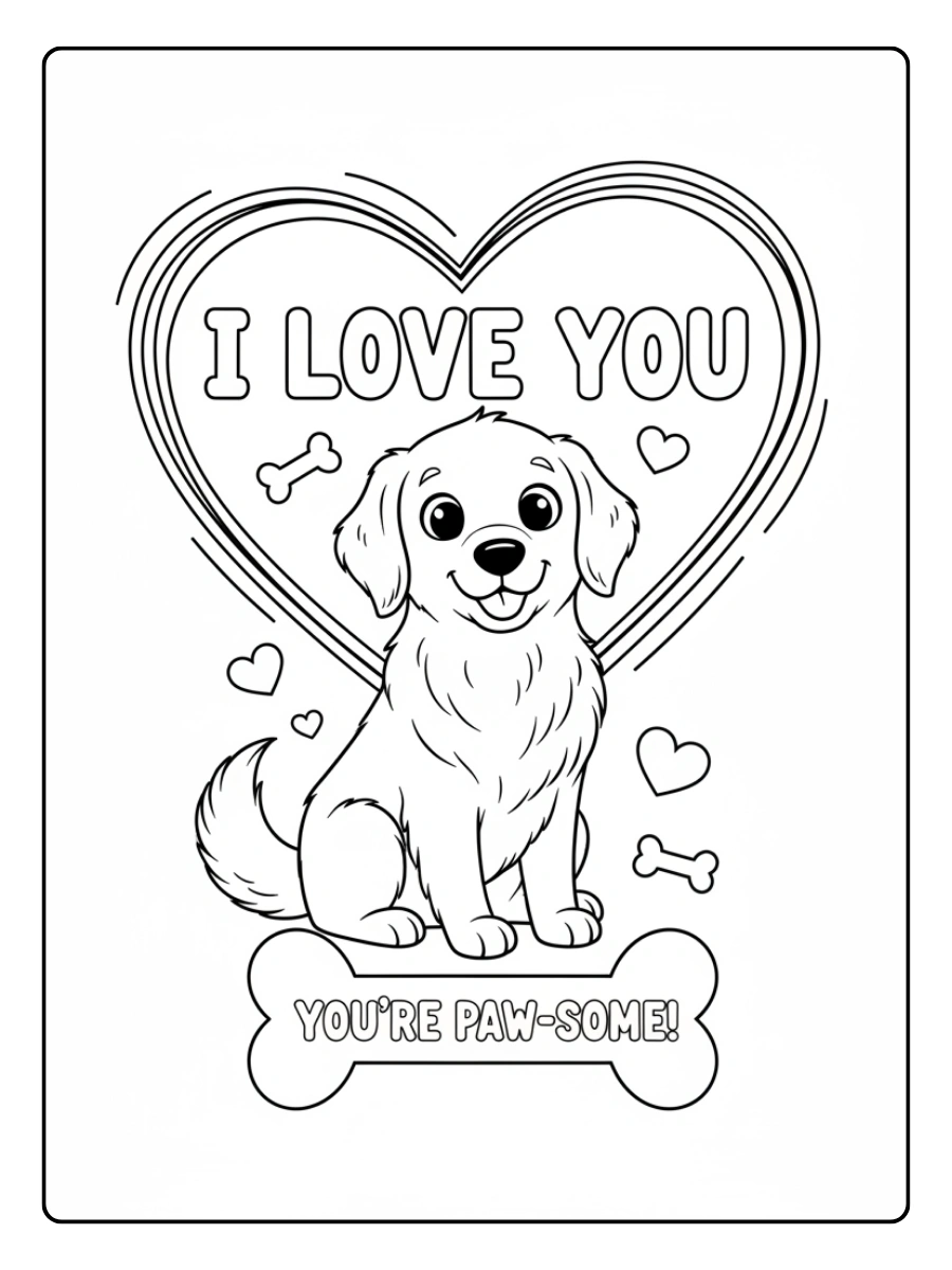 I Love You Coloring Pages – Cute Dog Love Message