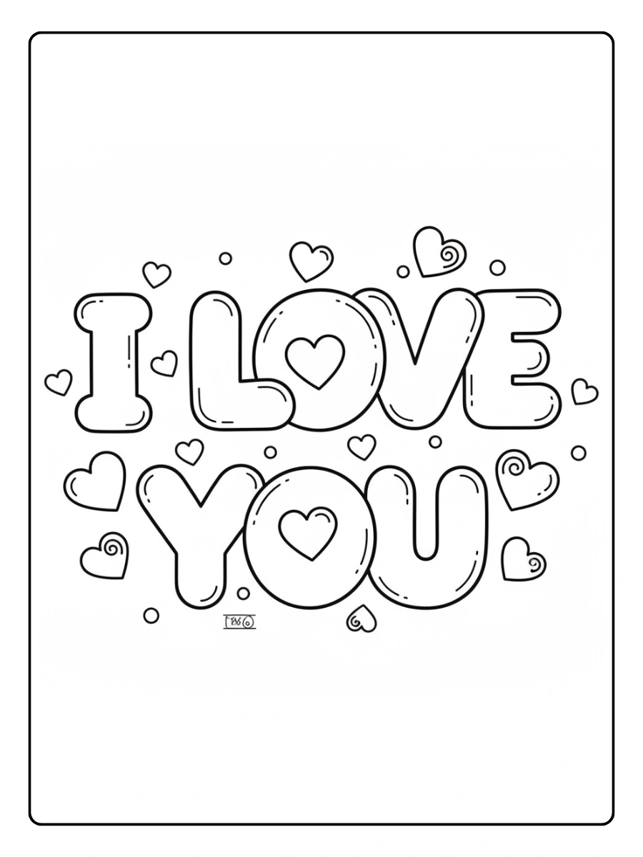 I Love You Coloring Pages – Cute Heart Letters