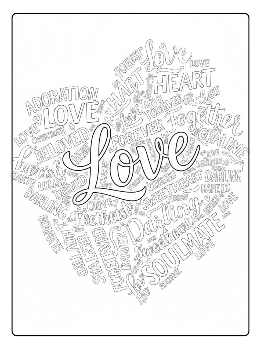 I Love You Coloring Pages – Handwritten Love Words