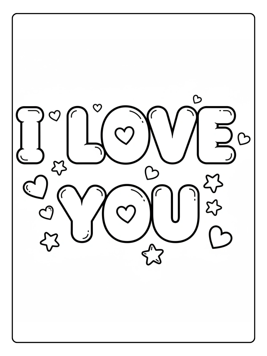 I Love You Coloring Pages – I Love You in Bubble Letters