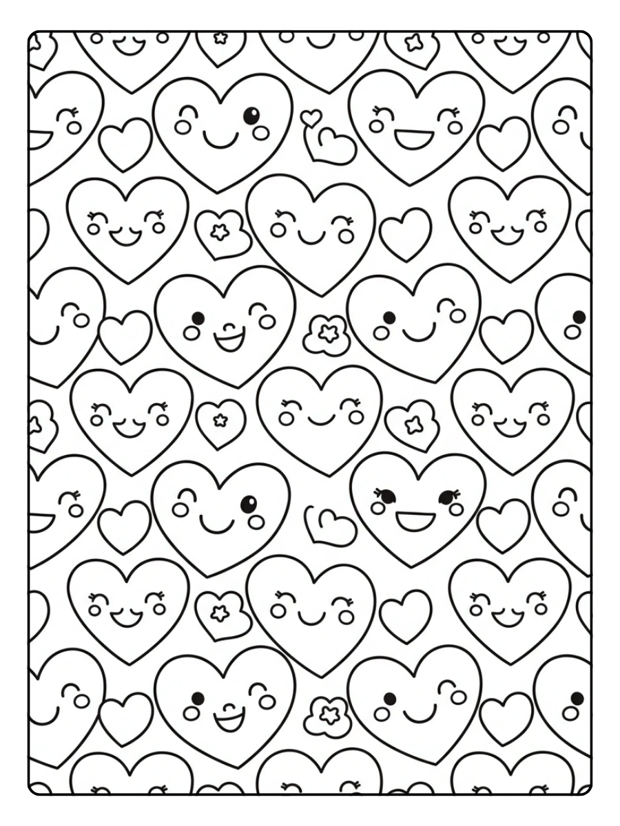 I Love You Coloring Pages – Smiling Hearts Design