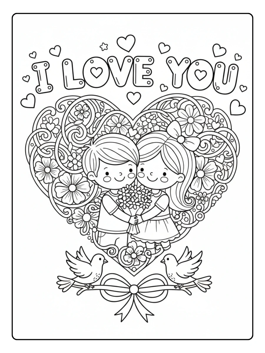 I Love You Coloring Pages – Sweet Romantic Design