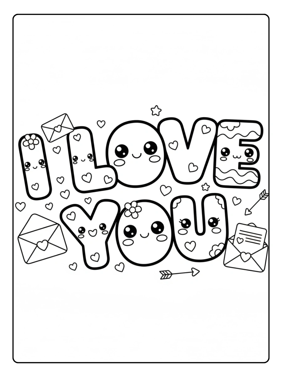 I Love You Coloring Pages – Valentine Love Message