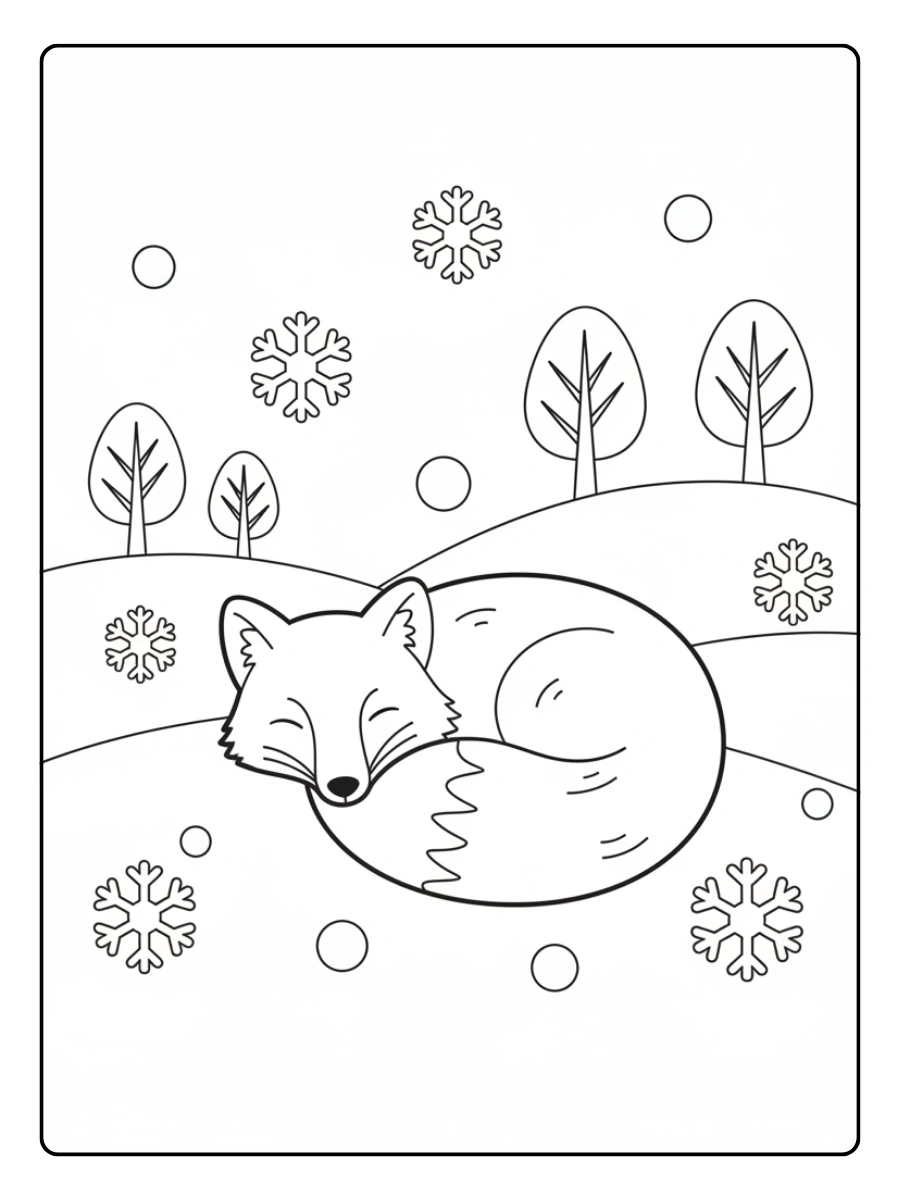 January Coloring Pages – Arctic Fox