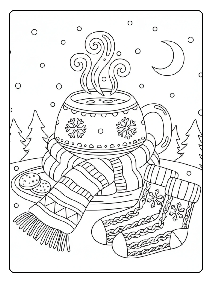 January Coloring Pages – Cozy Mug