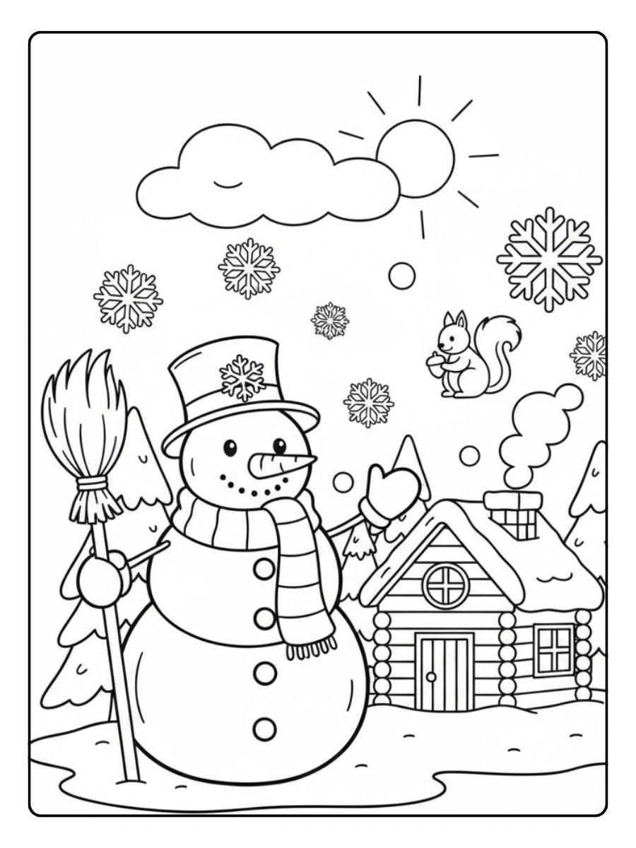 January Coloring Pages – Easy Winter