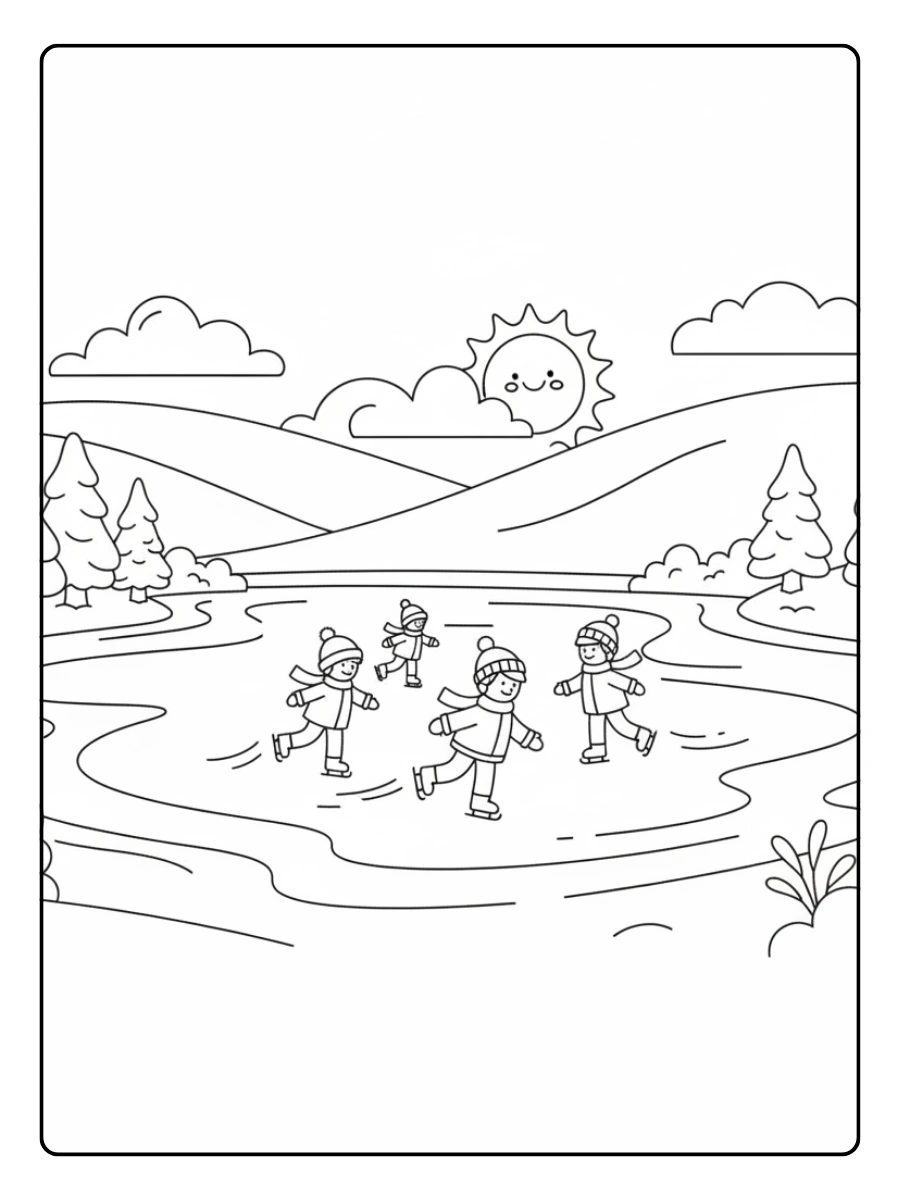 January Coloring Pages – Frozen Lake