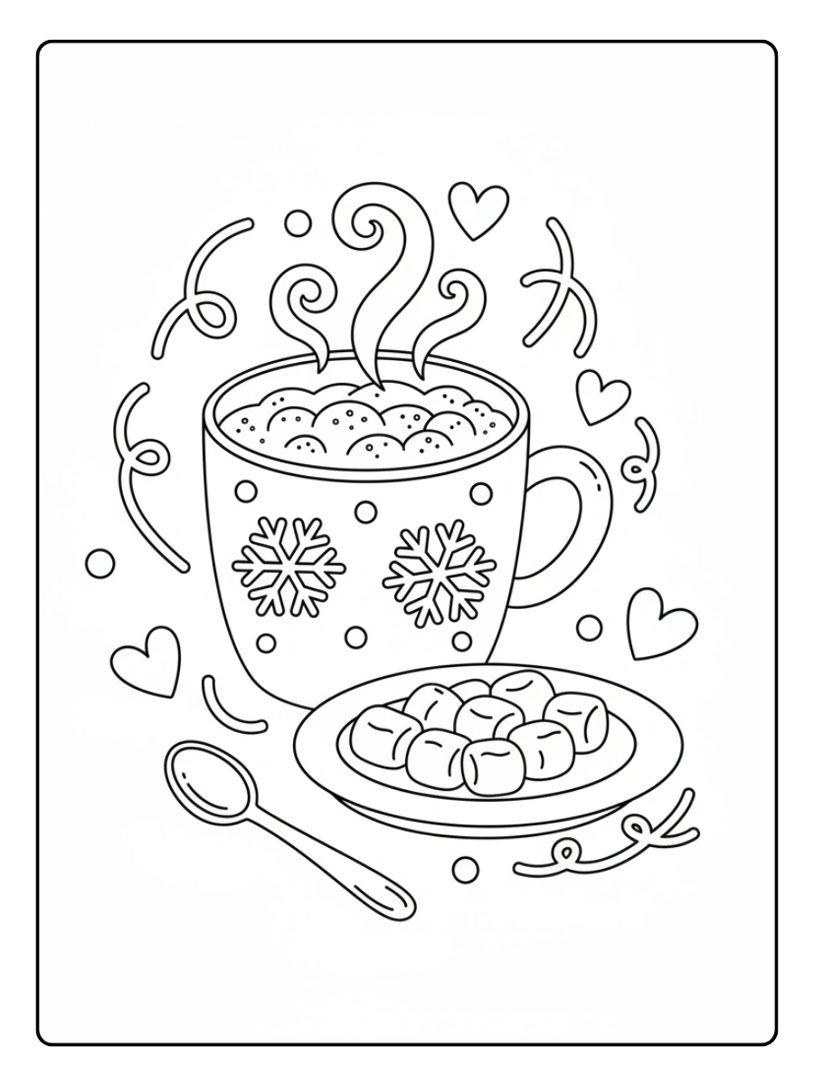 January Coloring Pages – Hot Cocoa
