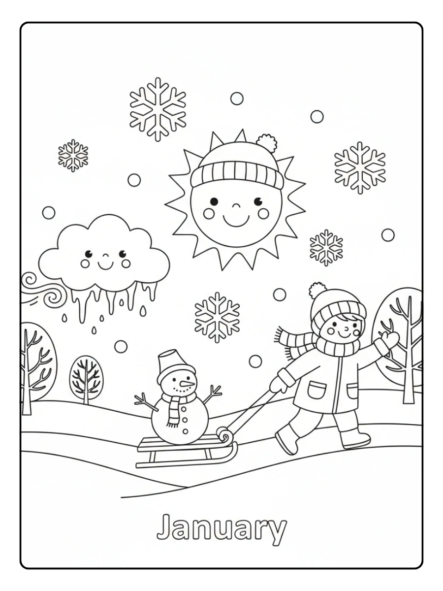 January Coloring Pages – January Weather