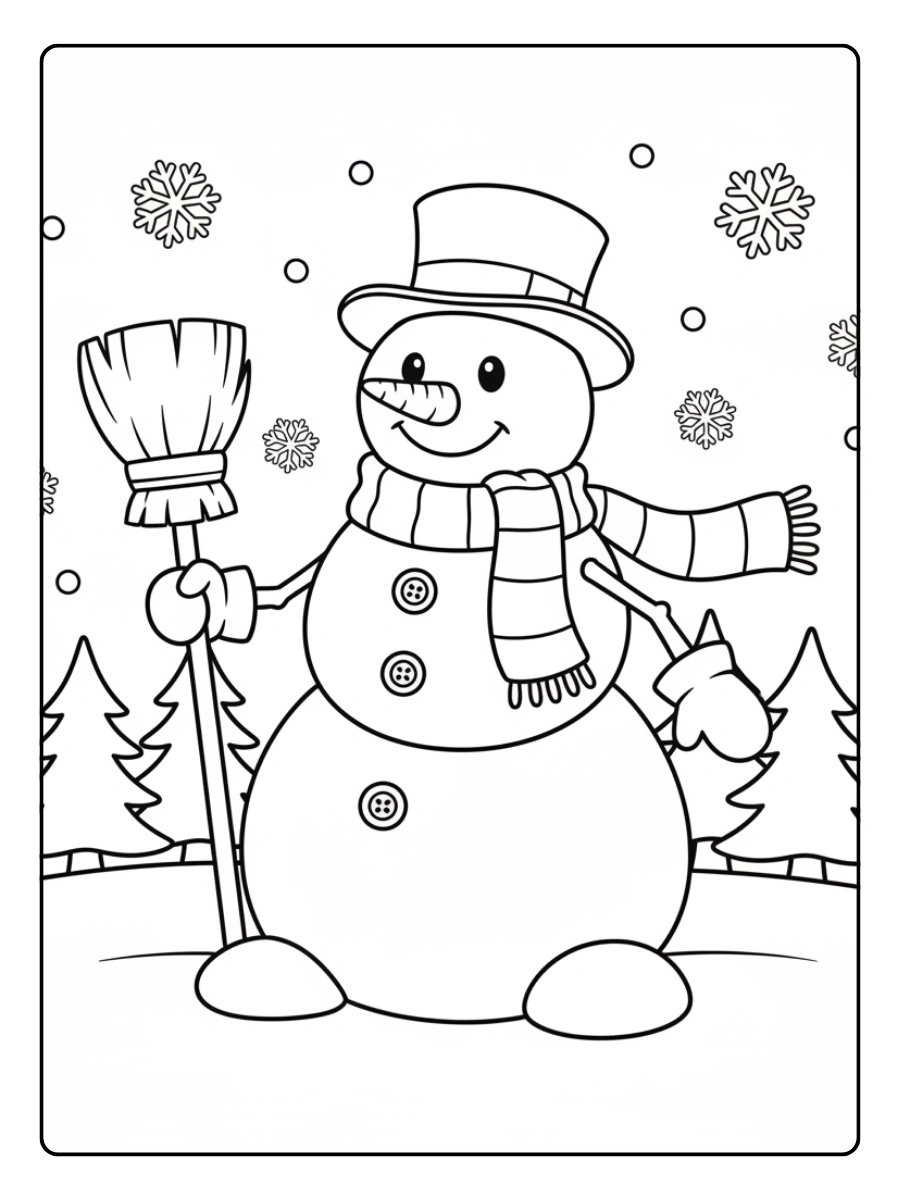 January Coloring Pages – Snowman