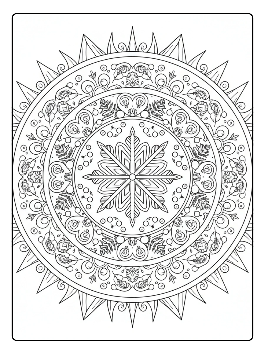 January Coloring Pages – Winter Mandala