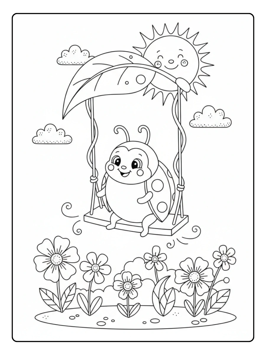 Ladybug Coloring Pages – Ladybug Playing