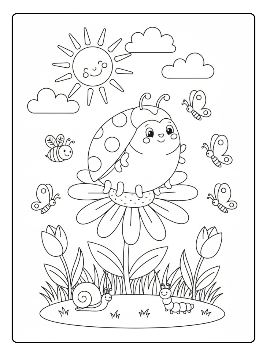 Ladybug Coloring Pages – Ladybug Spring Theme