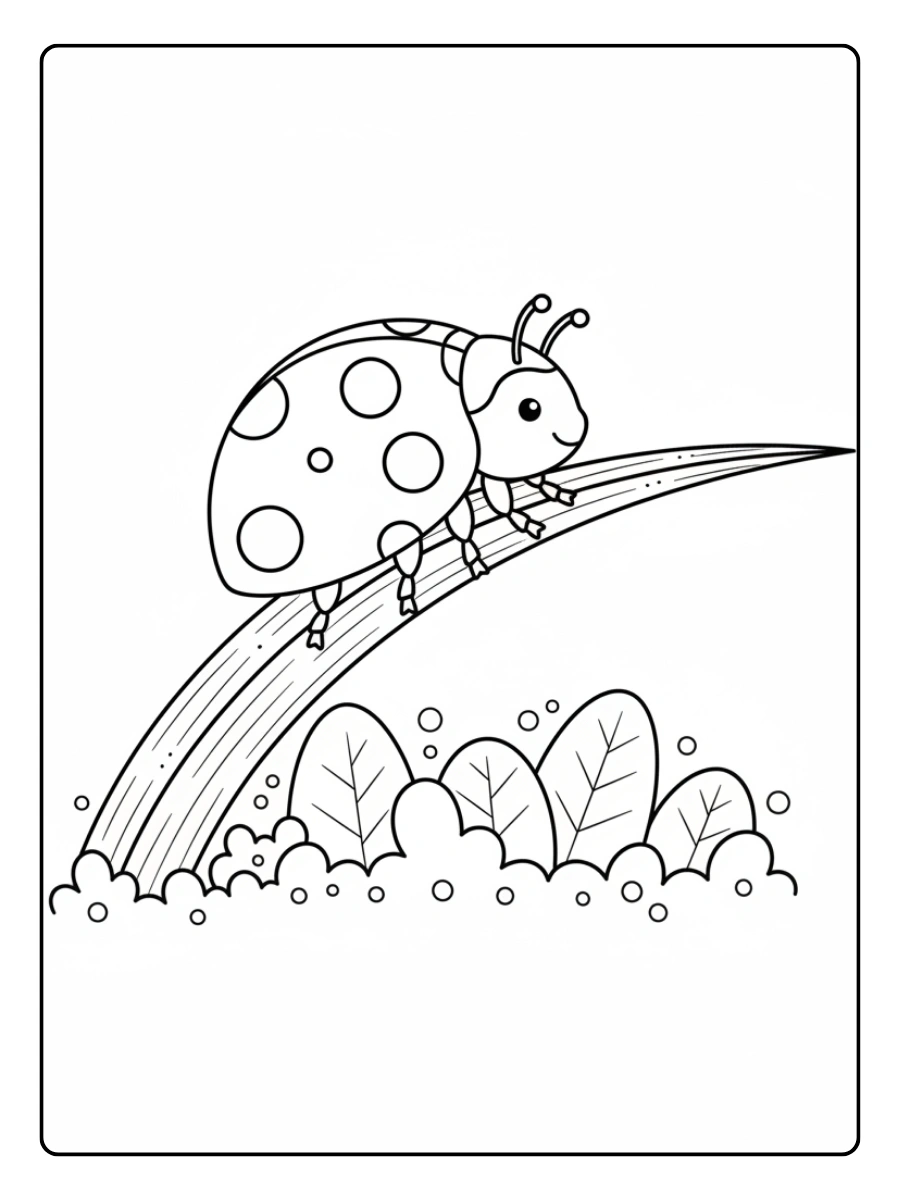Ladybug Coloring Pages – Ladybug on Grass Blade
