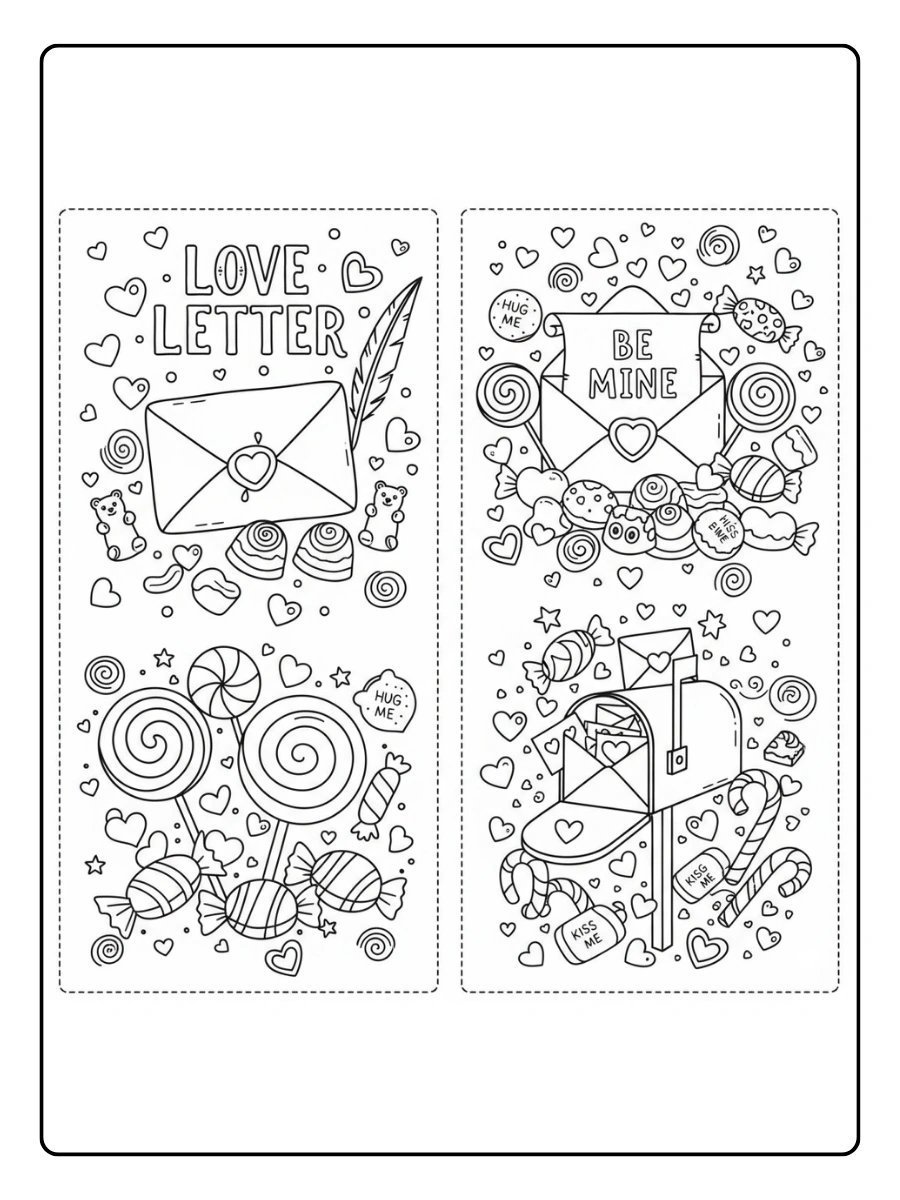 Love Letters Coloring Pages – Love Letter and Candy