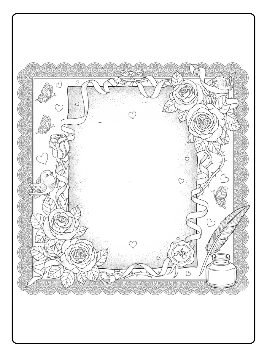 Love Letters Coloring Pages – Romantic Handwritten Letter