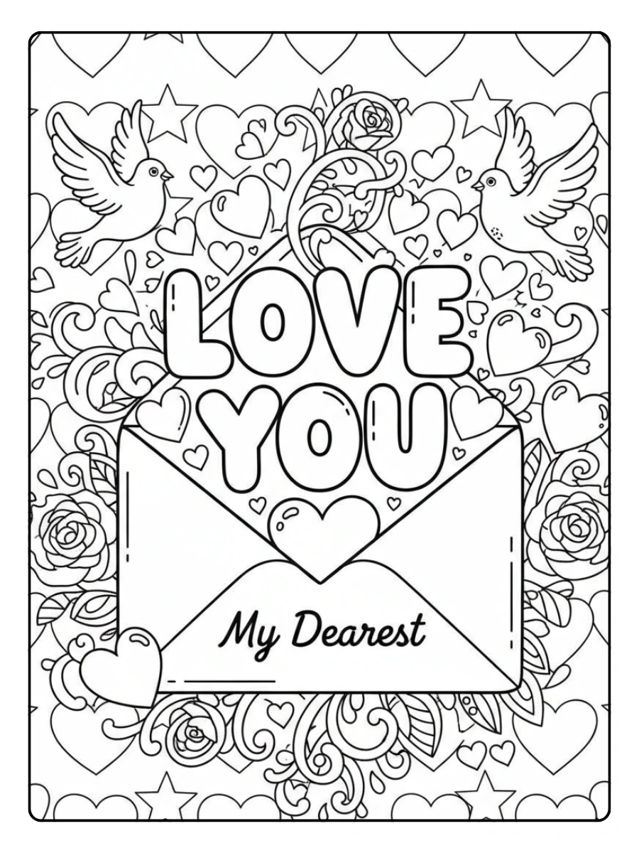 Love Letters Coloring Pages – Romantic Message Letter