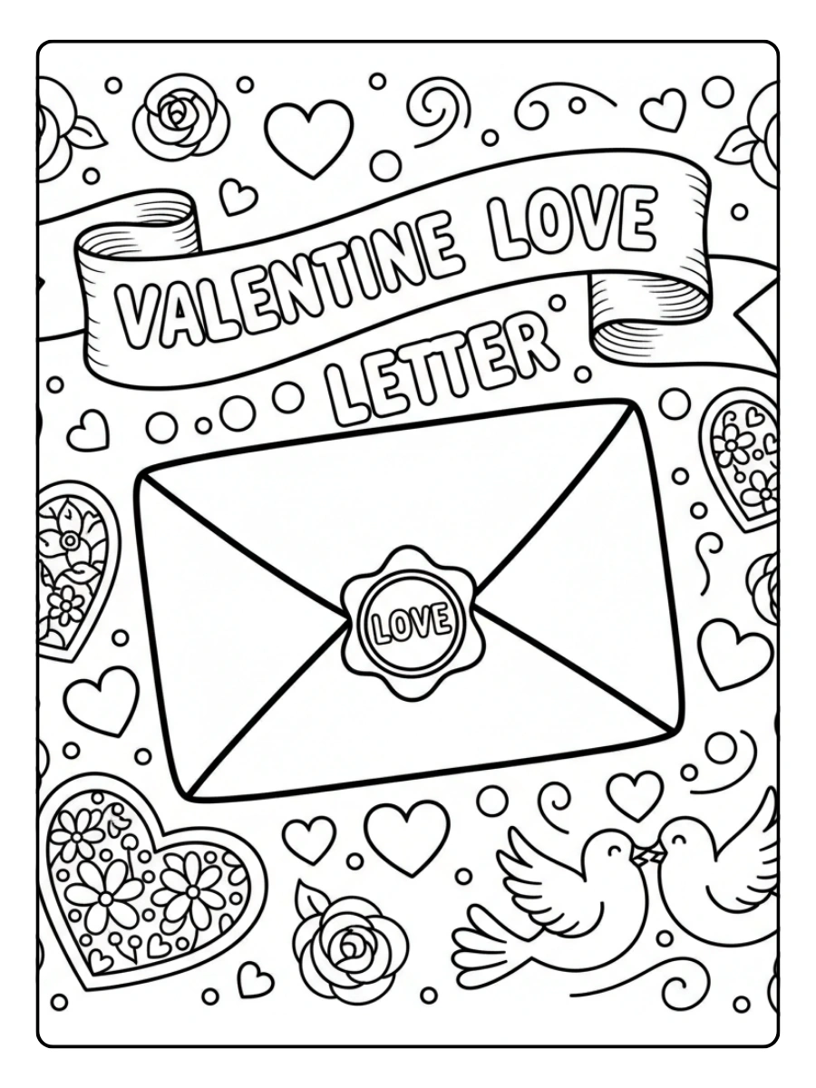 Love Letters Coloring Pages – Valentine Love Letter