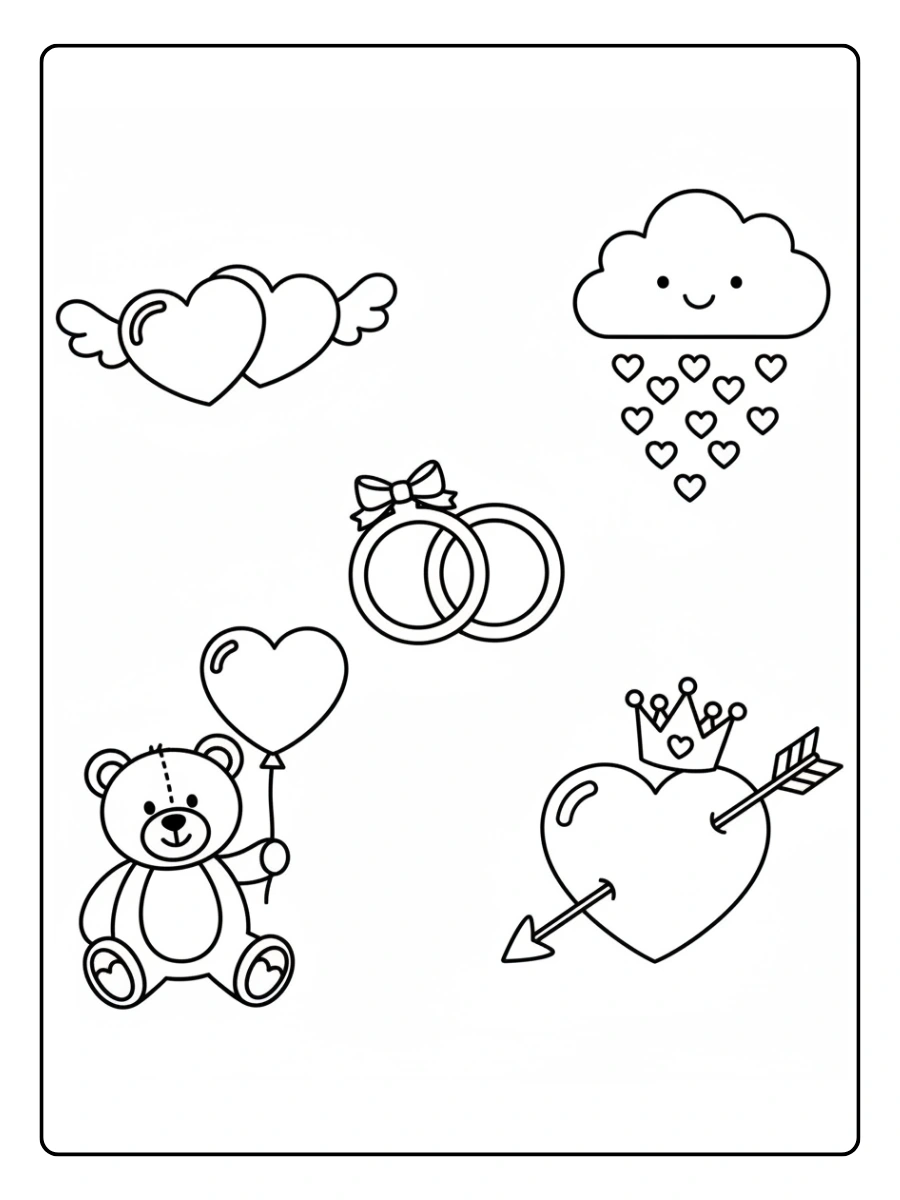 Love Symbols Coloring Pages – Cute Love Icons
