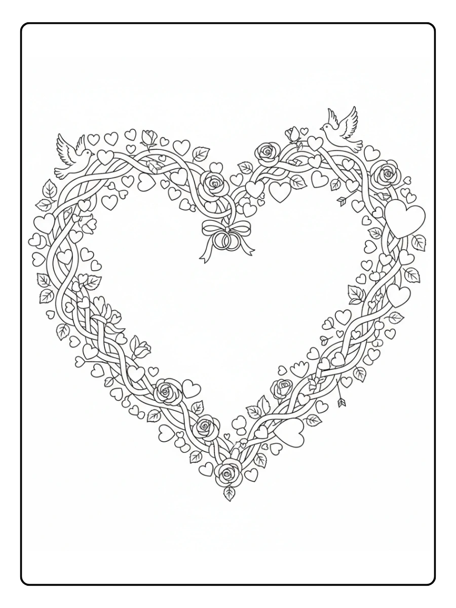 Love Symbols Coloring Pages – Heart Frame