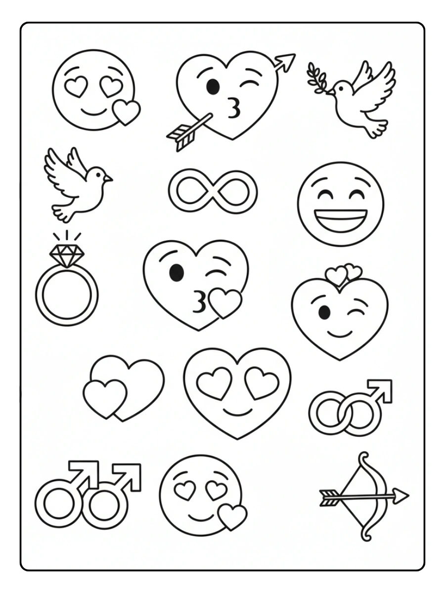 Love Symbols Coloring Pages – Love Emoji