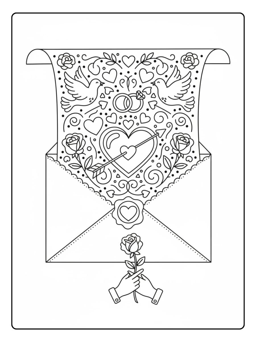 Love Symbols Coloring Pages – Love Letter