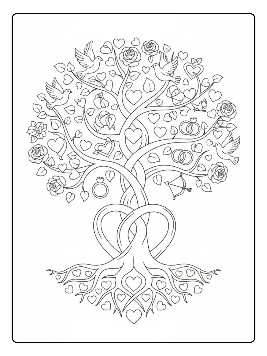 Love Symbols Coloring Pages – Love Tree
