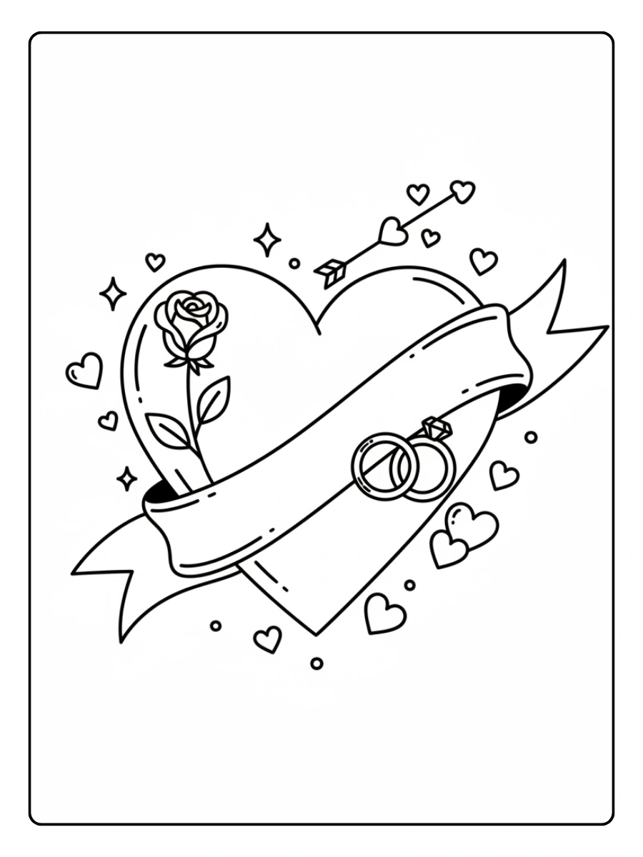 Love Symbols Coloring Pages – Romantic Heart