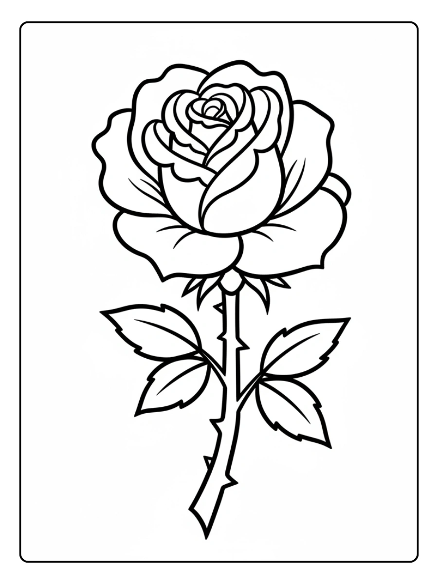 Love Symbols Coloring Pages – Rose Flower