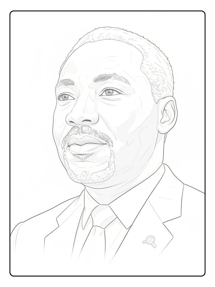 Martin Luther King Coloring Pages – Detailed Portrait