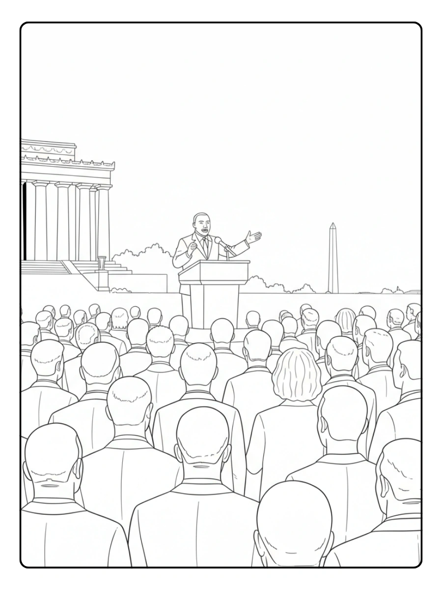 Martin Luther King Coloring Pages – MLK Speech Scene