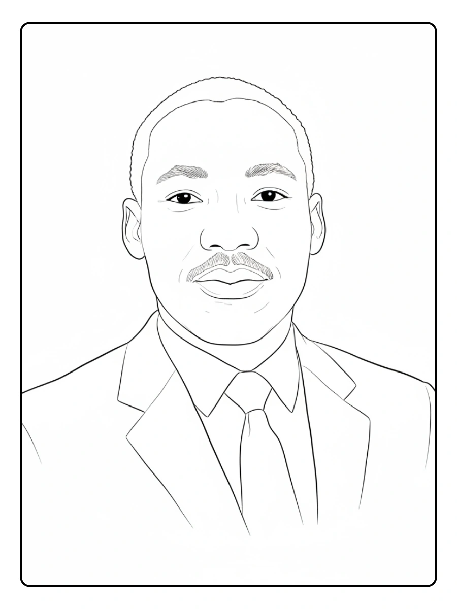 Martin Luther King Coloring Pages – Outline Drawing