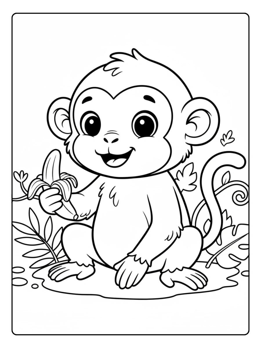 Monkey Coloring Pages – Black and White Monkey Monkey Coloring Pages – Black and White Monkey