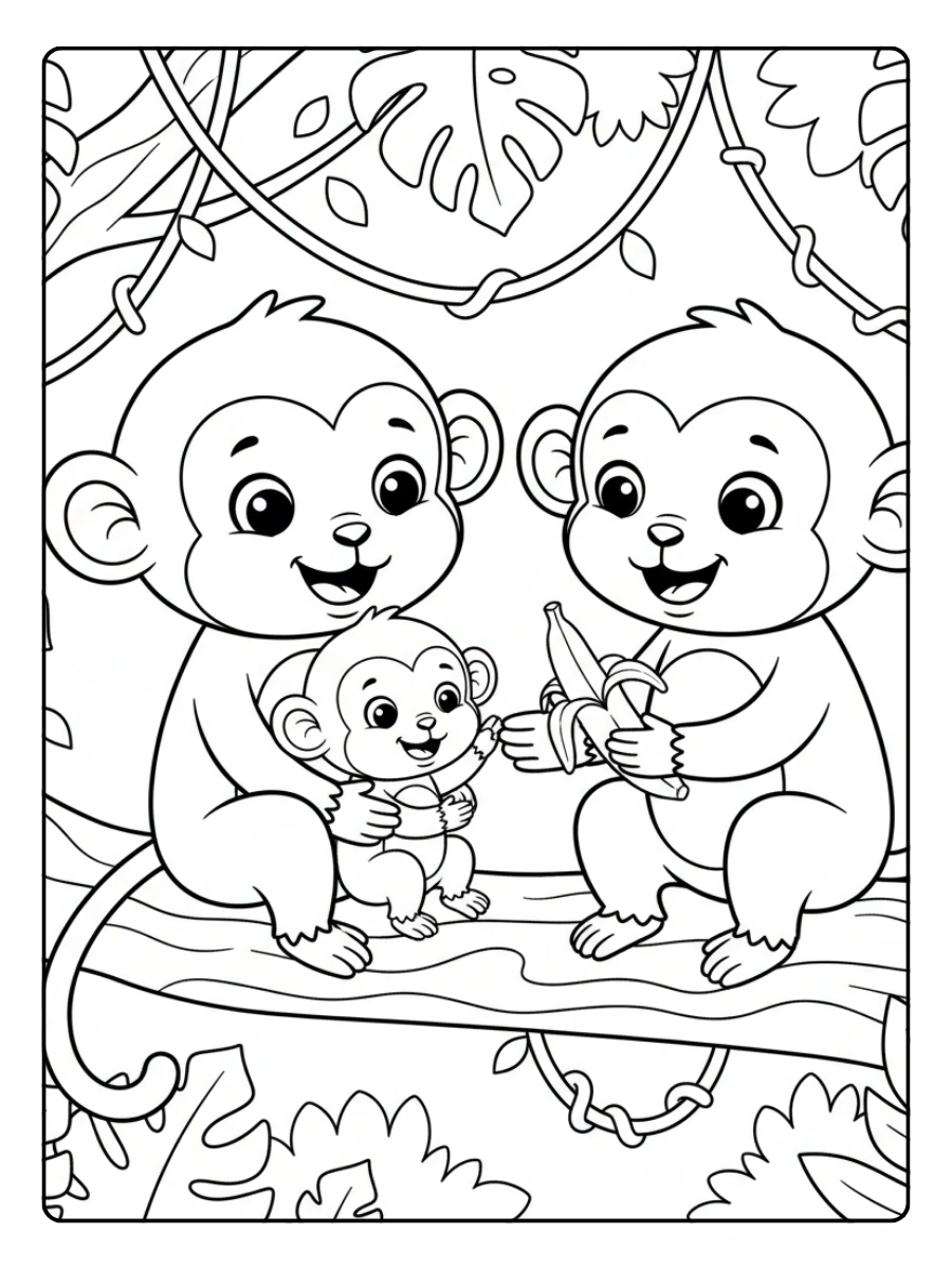 Monkey Coloring Pages – Monkey Family Monkey Coloring Pages – Monkey Family