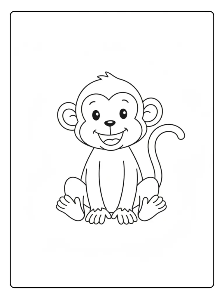 Monkey Coloring Pages – Monkey Line Art