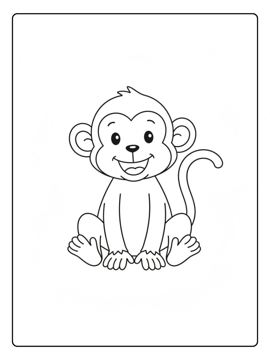 Monkey Coloring Pages – Monkey Line Art