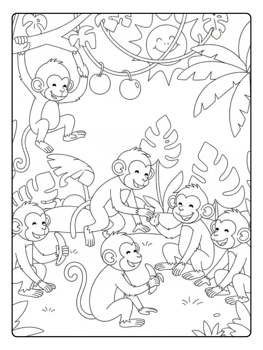 Monkey Coloring Pages – Monkey Social Scene Monkey Coloring Pages – Monkey Social Scene